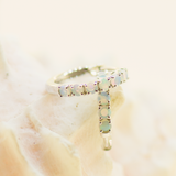 9ct White Gold Solid Opal Huggie Earrings