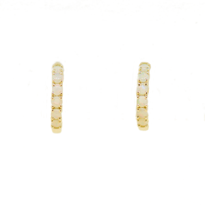 9ct Yellow Gold Solid Opal Huggie Earrings