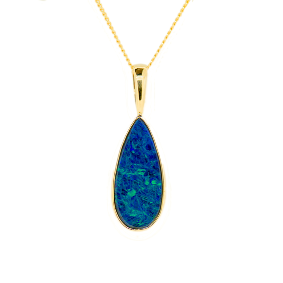 14ct Yellow Gold Doublet Opal Pendant
