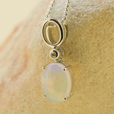 9ct White Gold Solid White Opal Pendant