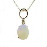 9ct White Gold Solid White Opal Pendant