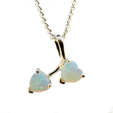Solid twin Opal Pendant in White Gold