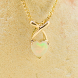 9ct Yellow Gold Solid Opal Heart Pendant