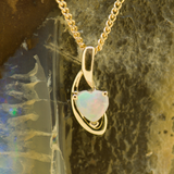 9ct Yellow Gold Solid Opal Heart Pendant