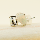 9ct White Gold Light solid Opal Stud Earrings