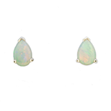 9ct White Gold Light solid Opal Stud Earrings
