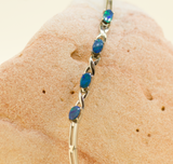 Sterling Silver Doublet Opal Bracelet