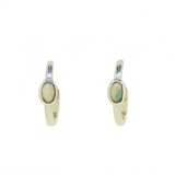 Sterling Silver Solid Opal Hoop Earrings