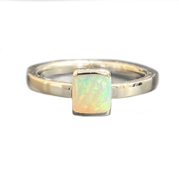 Sterling Silver Solid Opal Ring