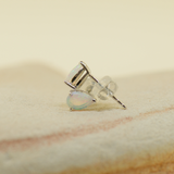 14ct White Gold Solid Opal Earrings