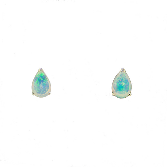 14ct White Gold Solid Opal Earrings