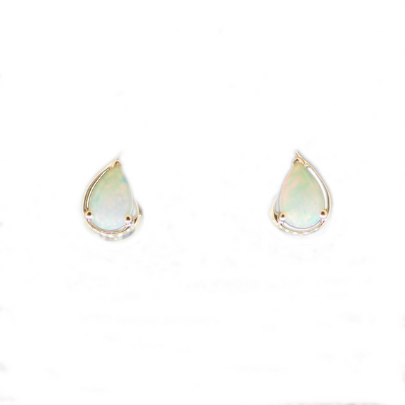14ct Yellow Gold Solid Opal Earrings