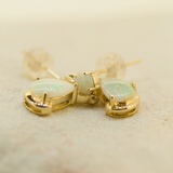 14ct Yellow Gold Solid Opal Drop Earrings