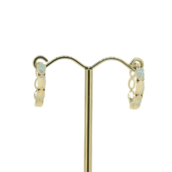 Sterling Silver Solid Opal Huggie Earrings