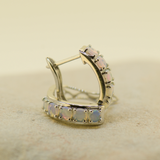 Sterling Silver Solid Opal Hoop Earrings