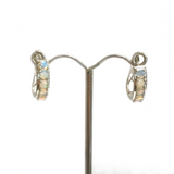 Sterling Silver Solid Opal Hoop Earrings