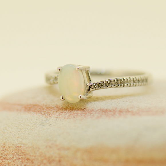 Sterling Silver Solid Opal Ring