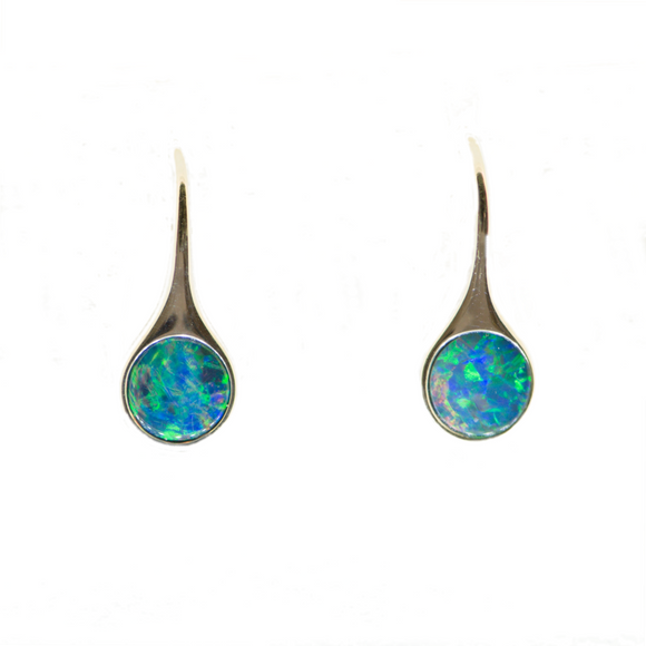 Sterling Silver Doublet Opal Earrings