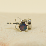 Sterling Silver Doublet Opal Earrings