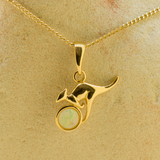 Sterling Silver Gold Plated Solid Opal Kangaroo Pendant