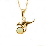 Sterling Silver Gold Plated Solid Opal Kangaroo Pendant