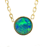 9ct Yellow Gold Doublet Opal Pendant with Chain