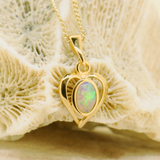 Sterling Silver Gold-Plated Solid Opal Heart Pendant
