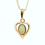 Sterling Silver Gold-Plated Solid Opal Heart Pendant