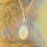 10ct Yellow Gold Solid Opal Pendant