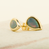 14ct Yellow Gold Doublet Opal Earrings