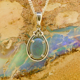 18ct White Gold Black Opal Pendant