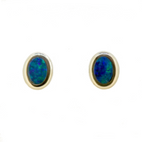 14ct White Gold Doublet Opal Earrings