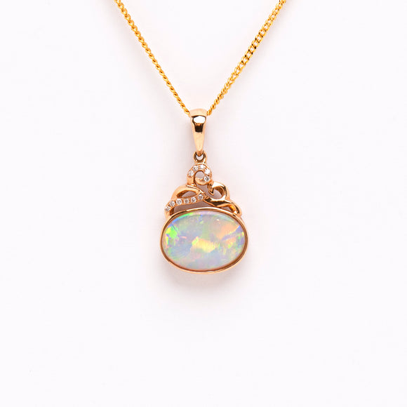 18ct Rose Gold Crystal Opal Pendant