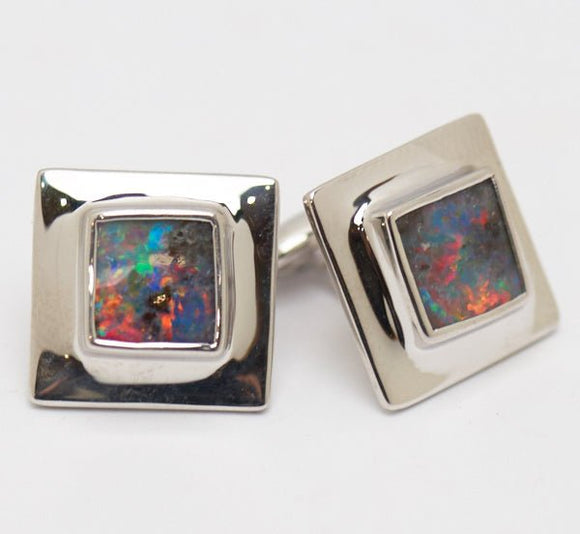 Alan Thomson Design Sterling Silver Queensland Boulder Opal Cufflinks