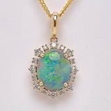 Black Opal Pendant in 14ct Yellow Gold