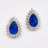 Sterling Silver Doublet Opal Earrings with Cubic Zirconia
