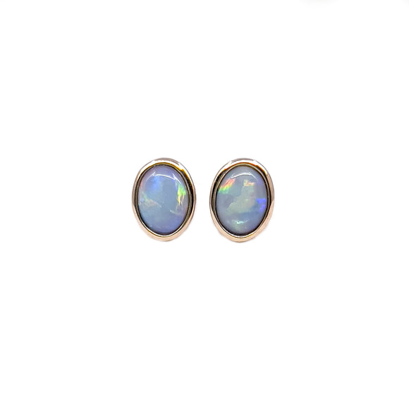Rose Gold Plated Doublet Opal Earrings - Fremantle Opals