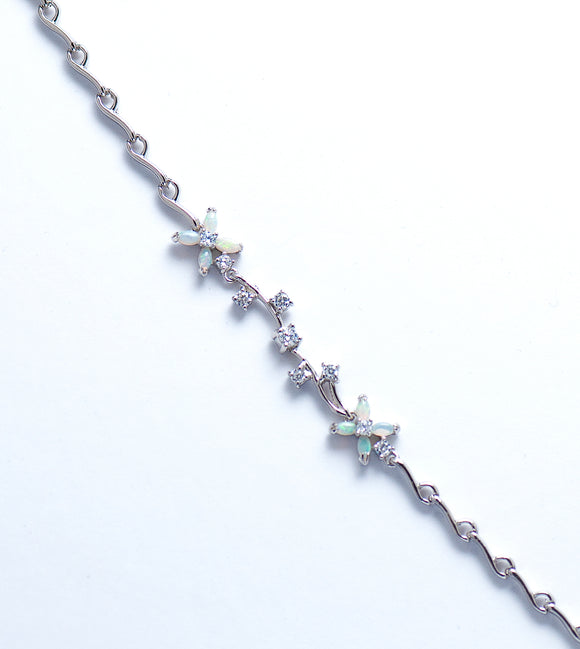 Sterling Silver Crystal Opal Bracelet