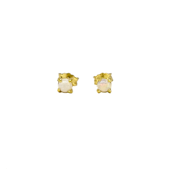 Gold Plated White Opal Earrings - Fremantle Opals