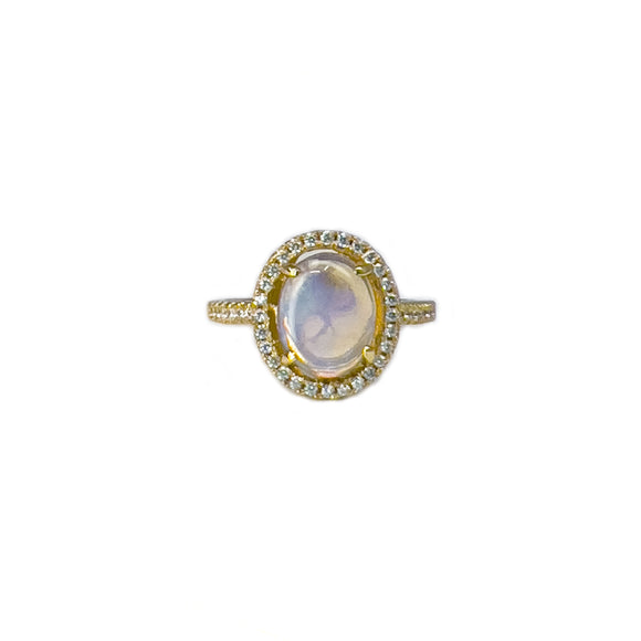 Gold Plated Crystal Opal Ring with Cubic Zirconia - Fremantle Opals