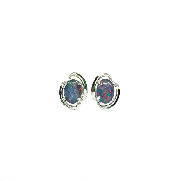 Sterling Silver Triplet Opal Earrings - Fremantle Opals