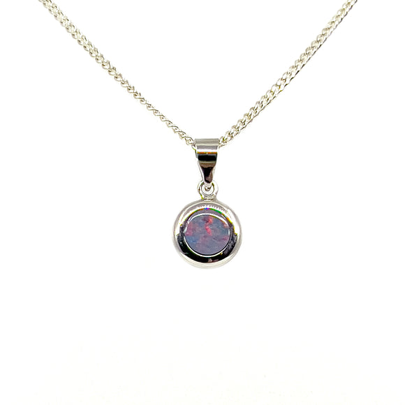 14ct White Gold Doublet Opal Pendant - Fremantel Opals