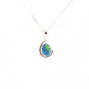 18ct White Gold Black Opal Pendant