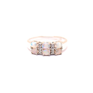 Sterling Silver Crystal Opal Ring with Cubic Zirconia - Fremantle Opals