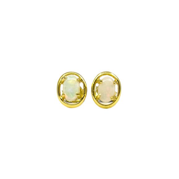 Gold Plated White Opal Earrings - Fremantle Opals