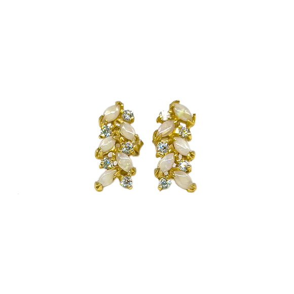 Gold Plated White Opal Earrings - Fremantle Opals