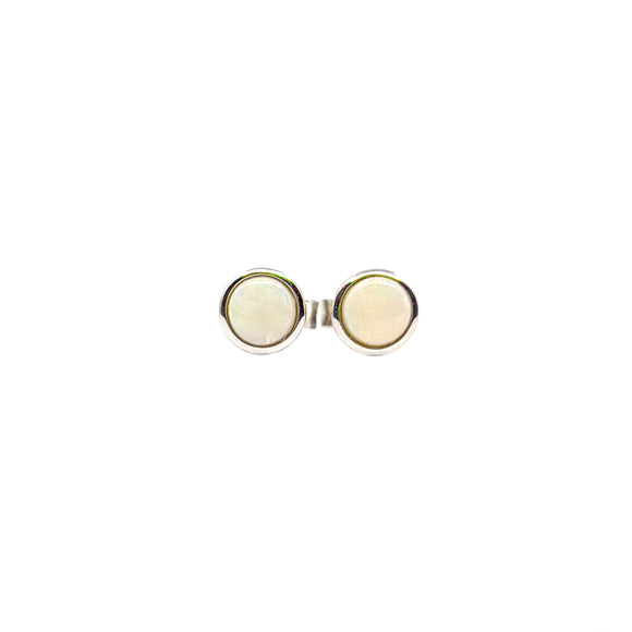 Sterling Silver White Opal Stud Earrings - Fremantle Opals