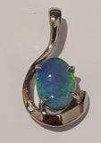 18ct White Gold Black Opal Pendant