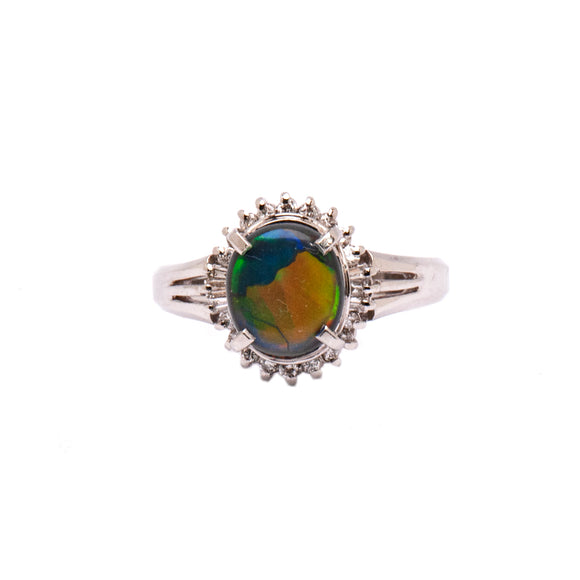 Platinum Black Opal Ring