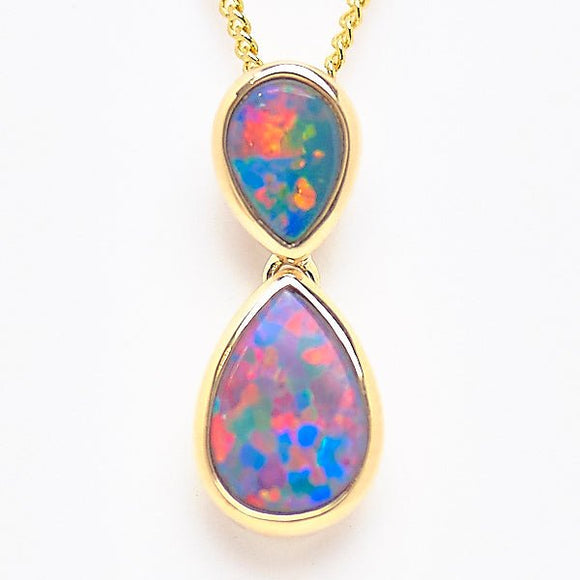 14ct Yellow Gold Doublet Opal Pendant
